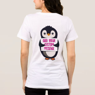 Verspielter Pinguin mit einem Schild für Ihre Nach Tri-Blend Shirt