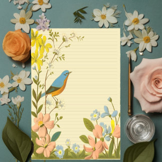 Verspielter Robin: Vintage Whimsikale Blume Notizblock