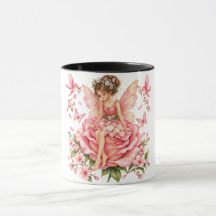 Verspielter Rosa-Feenzauber auf Rose – Florale Fan Tasse