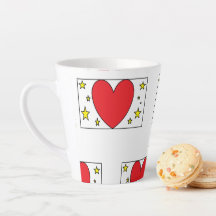 Verspielter roter Herz- und goldener Stern-Latte-M