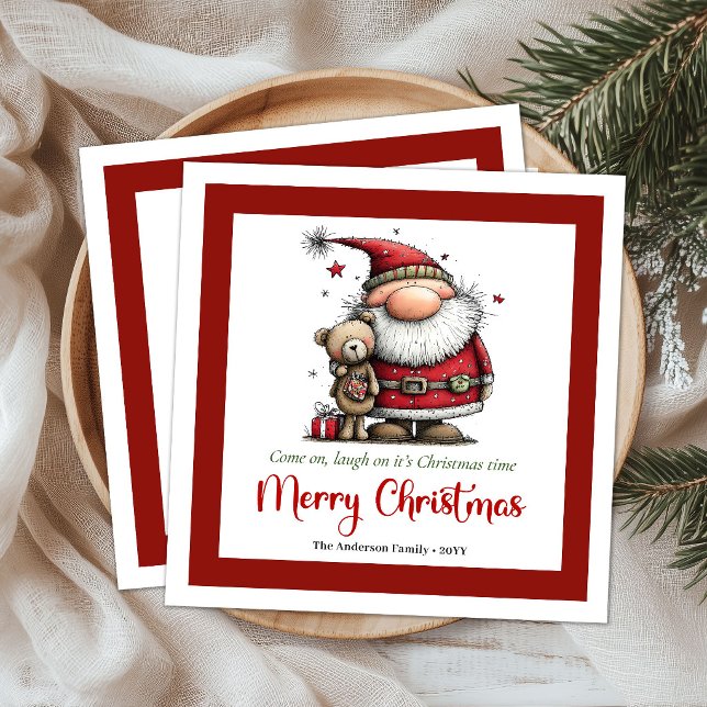 Verspielter Santa Claus Lustige Papiertücher Serviette (Playful Whimsy Santa Claus Funny Paper Napkins)