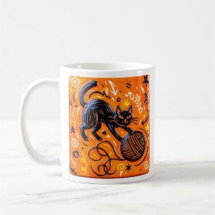 Verspielter Schwarzer-Katzen-Becher Kaffeetasse
