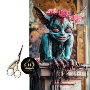 Verspielter Sprite Gothic Paris Gargoyle Decoupage Seidenpapier