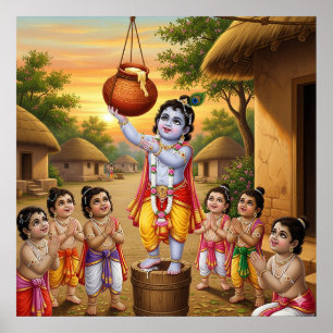 Verspielter warmer ethnischer Bala Krishna Butterd Poster