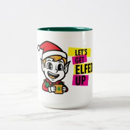 Verspielter Weihnachtself Zweifarbige Tasse