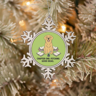 Verspielter Welpe-Schreiber Goldendoodle-Weihnacht Schneeflocken Zinn-Ornament