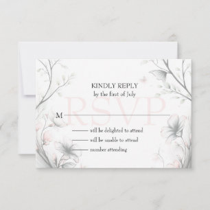 Verspielter zarter rosa Floralzweig  RSVP Karte