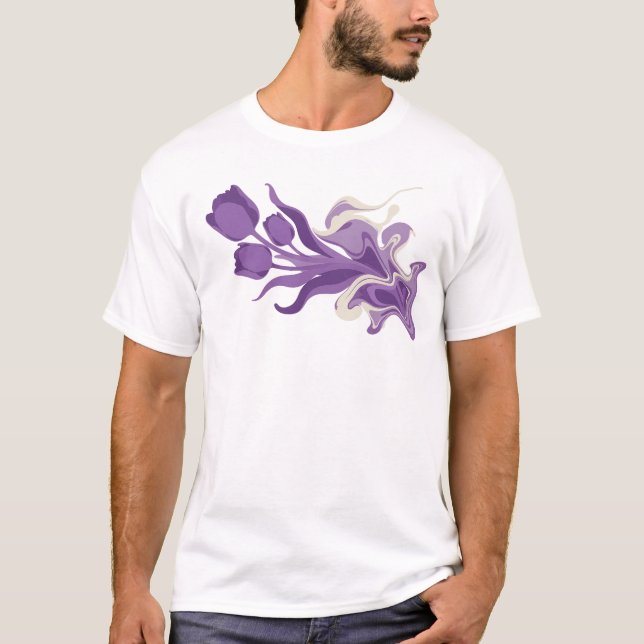 Verspieltes ABSTRACTES BLUMEN-Design T-Shirt (Vorderseite)