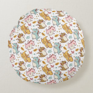 Verspieltes Baby-Drachen-Muster Rundes Kissen