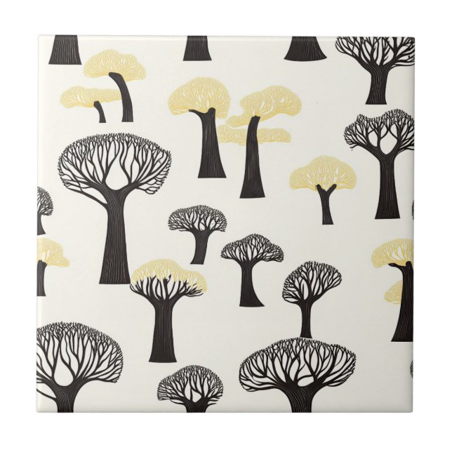 Verspieltes Baobab-Baum-Muster Fliese (Vorderseite)