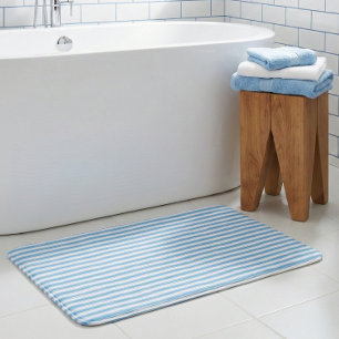 Verspieltes Blau-Weiß-Streifen Preppy Badematte