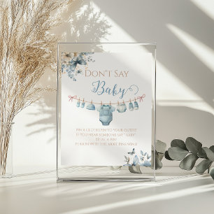 Verspieltes blaues Blumen-Baby-Junge-Dont-Say-Baby Poster