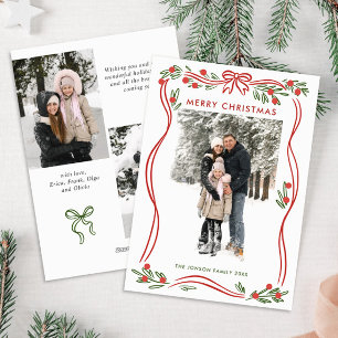 Verspieltes Boho-Rotes Weihnachtsband 3 Foto Feiertagskarte