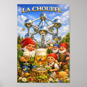 Verspieltes Brüsseler Chouffe-Bier-Feierposter Poster