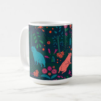 Verspieltes Capybara im Wald – Nahtloses tropische Kaffeetasse