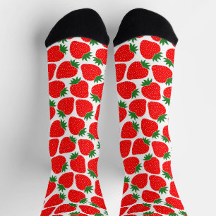 Verspieltes Erdbeer-Muster Hübsch Festlich Rot Socken