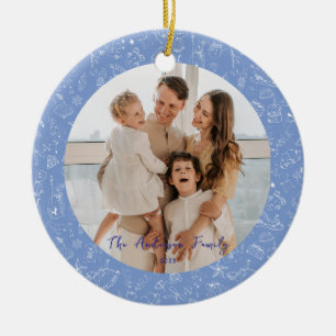 Verspieltes Familienfoto Weihnachten Ferien Keramik Ornament