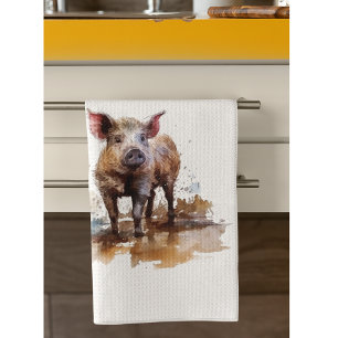 Verspieltes Ferkel, individuell Geschirrtuch