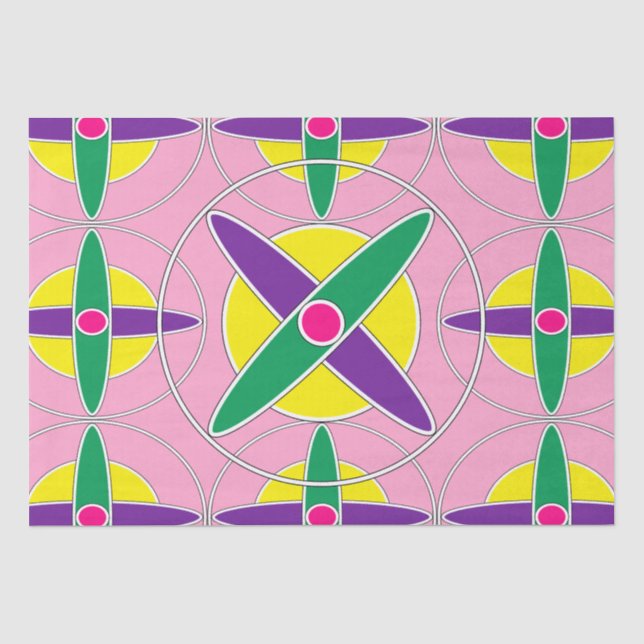 Verspieltes geometrisches Quermuster Seidenpapier (Vorderseite)