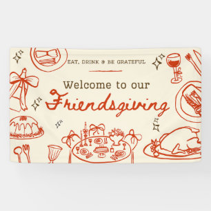Verspieltes handgezeichnetes süßes Friendsgiving-B Banner
