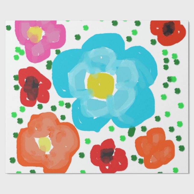 Verspieltes, helles, abstraktes Blumenmuster-Einwi Geschenkpapier (Flach)