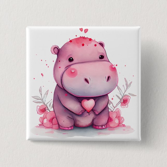 Verspieltes Herz - Kinder Valentinstag Button (Vorderseite)