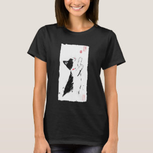 Verspieltes Kätzchen Japanische Kunst Süße Schwarz T-Shirt