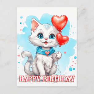 Verspieltes kleines Kätzchen   Alles Gute zum Gebu Postkarte