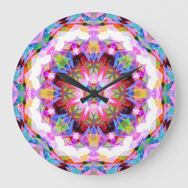 Verspieltes Lila Blau Rosa Farbige Muster Große Wanduhr (Vorderseite)