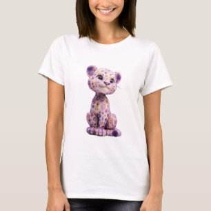 Verspieltes lila Wirbelmuster Leopard Cub Frauen T-Shirt