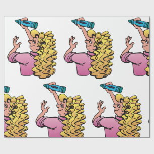 Verspieltes Mädchen mit Buntstift Geschenkpapier