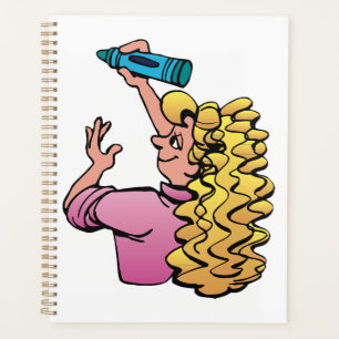 Verspieltes Mädchen mit Wachsmalstift Planer