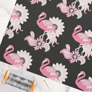 Verspieltes modernes schwarzes rosa Flamingo-Muste Stoff