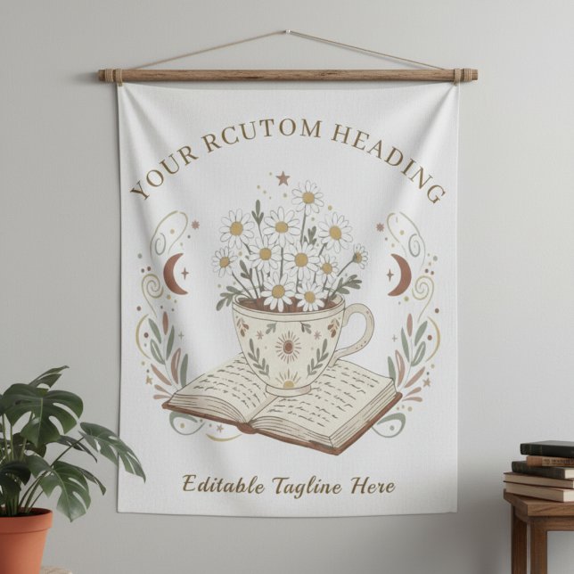 Verspieltes Neutrales Boho-Teetassen-Blumen-Design Wandteppich (Elegant Teacup Flowers Tapestry)