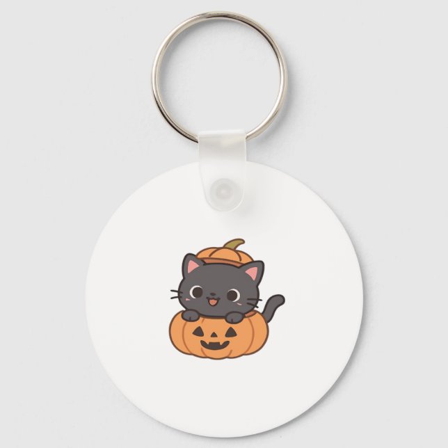 Verspieltes Poppen der schwarzen Katze aus dem Kür Schlüsselanhänger (Vorderseite)