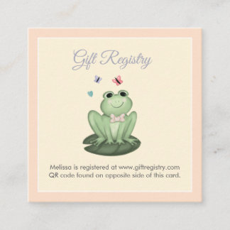 Verspieltes Rosa-Frosch-Baby-Mädchen-Shower-Regist Begleitkarte