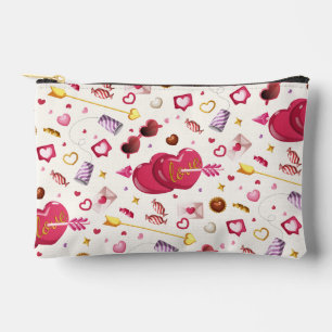 Verspieltes rosa Herz- und Süßigkeiten-Grafikmuste Zubehörtasche