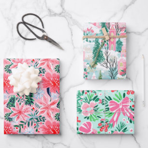 Verspieltes rosa Pastell-Weihnachtsfest Festlich Geschenkpapier Set