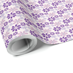 Verspieltes rosafarbenes lila Blumen-Doodle Geschenkpapier