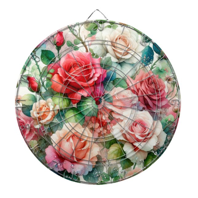 Verspieltes Rosenmuster Dartscheibe (vorne)