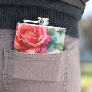 Verspieltes Rosenmuster Flachmann
