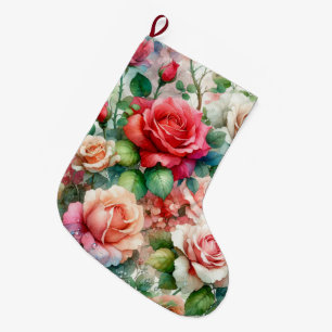Verspieltes Rosenmuster Großer Weihnachtsstrumpf