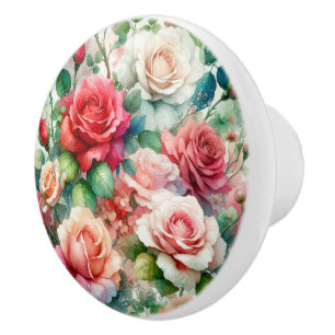 Verspieltes Rosenmuster Keramikknauf