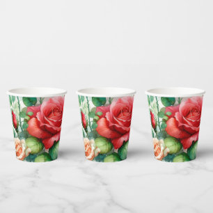Verspieltes Rosenmuster Pappbecher