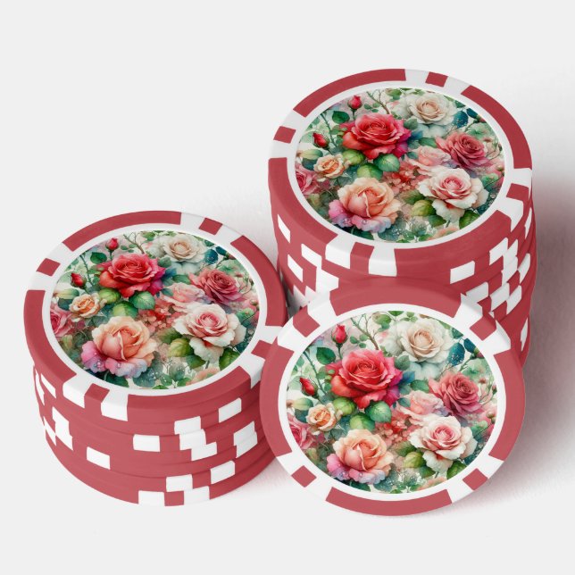 Verspieltes Rosenmuster Pokerchips (Stapel)
