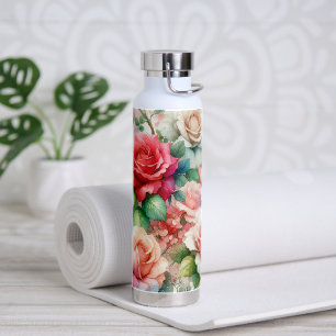 Verspieltes Rosenmuster Trinkflasche