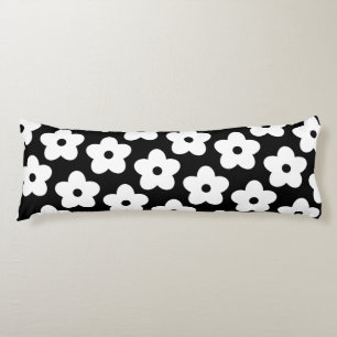 Verspieltes Schwarz-Weiß-Blumen-Retro- und Fröhlic Seitenschläferkissen