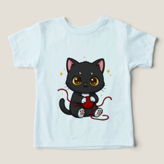 Verspieltes schwarzes Katzen-Chibi-Design