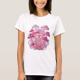 Verspieltes Silber-FANTASY-PILZ-Künstlerisches Mot T-Shirt