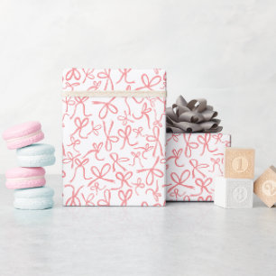Verspieltes Süßes Rosa Schleifen Muster Mädchen Ge Geschenkpapier